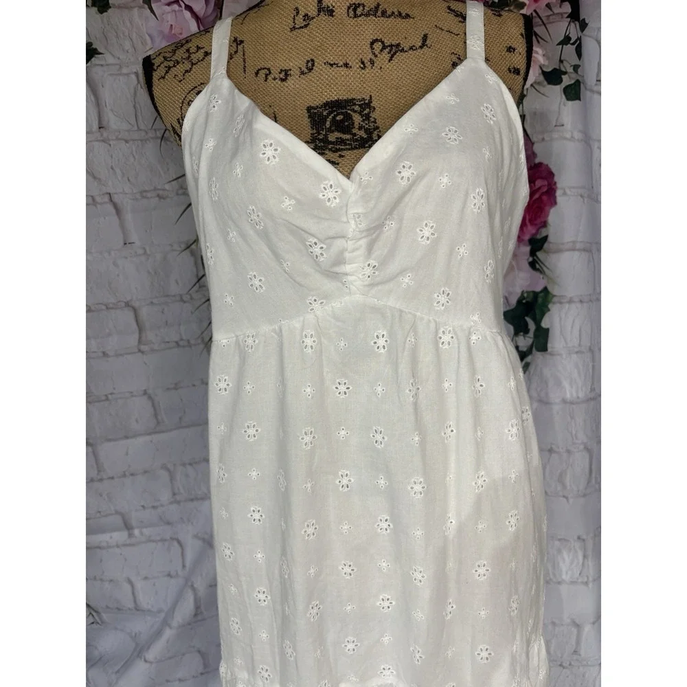 Ophelia Roe White Eyelet‎ Prairie Midi Dress Cottagecore Coquette XL - Picture 4 of 13
